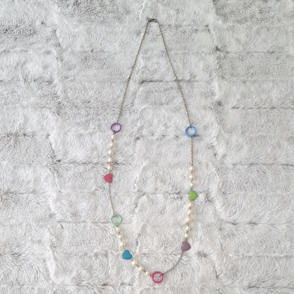 Claires Heart pearl silver necklace 18inch.